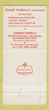 Matchbook Cover - Joseph Anthony's Restaurant Dunkirk NY 30 Strike