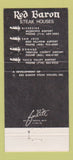 Matchbook Cover - Red Baron Steak Houses Riverside San Jose Oxnard CA 30 Strike