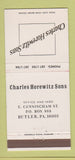 Matchbook Cover - Charles Horewitz Sons Bulter PA Iron Steel Scrap 30 Strike