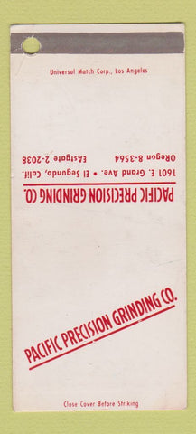 Matchbook Cover - Pacific Precision Grinding El Segundo CA WEAR SAMPLE 30 Strike