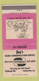 Matchbook Cover - Jay's Radio Motorola Lafayette LA 30 Strike
