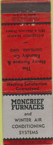 Matchbook Cover - Moncrief Furnances Henry Foundry Cleveland OH