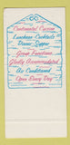 Matchbook Cover - Capt Collins Table Williston Park LI NY SAMPLE WEAR 30 Strike