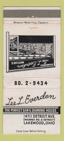 Matchbook Cover - Lee Everden Jewelry Lakewood OH WEAR 30 Strike