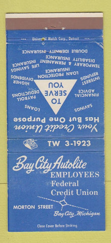 Matchbook Cover - Bay City Autolite Credit Union MI 30 Strike
