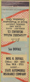 Matchbook Cover - Noel Duvall Auto Insurance Columbus OH