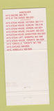 Matchbook Cover - Hy's Steak House Vernon BC 30 Strike