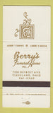 Matchbook Cover - Berry's Funeral Home Cleveland OH 30 Strike