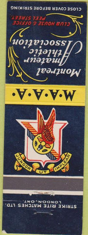 Matchbook Cover - Montreal Athletic Association QC