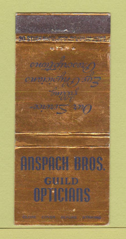 Matchbook Cover - Anspach Bros Opticians Newark NJ WEAR 30 Stick