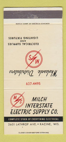Matchbook Cover - Milch Interstate Electric Supply Racine WI 30 Strike