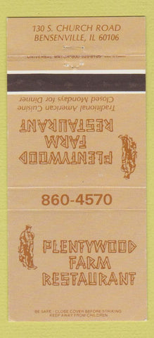 Matchbook Cover - Plentywood Farm Restaurant Bensenville IL 30 Strike