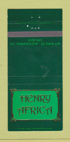 Matchbook Cover - Henry Africa Alexandria VA 30 Strike