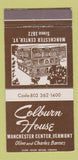 Matchbook Cover - Colburn House Manchester Center VT WEAR 30 Strike