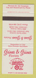 Matchbook Cover - Gaines & Gaines Florists Cleveland OH SAMPLE 30 Strike
