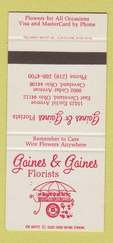 Matchbook Cover - Gaines & Gaines Florists Cleveland OH SAMPLE 30 Strike