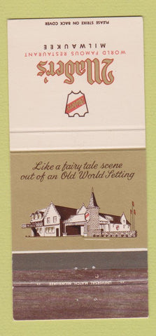 Matchbook Cover - Mader's Restaurant Milwaukee WI 30 Strike