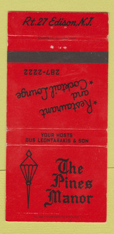 Matchbook Cover - The Pines Manor Edison NJ 30 Strike