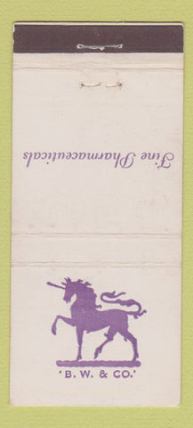 Matchbook Cover - BW & Co Pharmaceuticals  21 Strike Feature