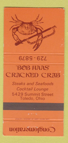 Matchbook Cover - Bob Haas' Cracked Crab Toledo OH 30 Strike