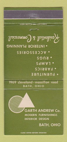 Matchbook Cover - Garth Andrew Furnishings Bath OH Interior Design 30 Strike