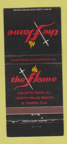 Matchbook Cover - The Flame Restaurant Tampa FL Countryside IL 30 Strike
