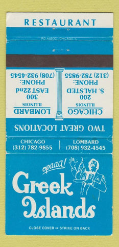 Matchbook Cover - Greek Islands Restaurant Lombard Chicago IL WEAR 30 Strike