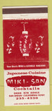 Matchbook Cover - Miki San Japanese Restaurant San Diego CA WEAR 30 Strike