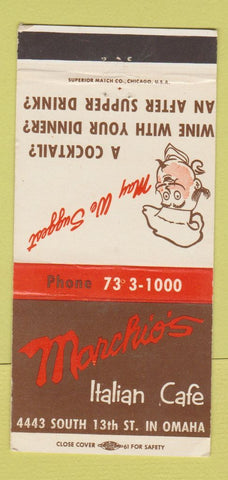 Matchbook Cover - Marchio's Italian Cafe Omaha NE WEAR 30 Strike