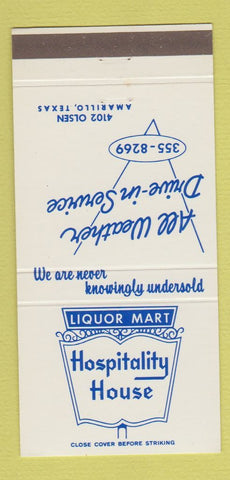 Matchbook Cover - Liquor Mart Hospitality House Amarillo TX 30 Strike
