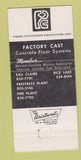 Matchbook Cover - Eau Claire Prestress Fehr Concrete WI Rice Lake 30 Strike