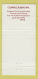 Matchbook Cover - Copacabana girlie New York City 30 Strike
