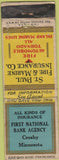 Matchbook Cover - St Paul Insurance First National Bank Crosby MN WORN