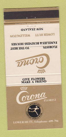 Matchbook Cover - Corona Florist Lower Hutt Wellington New Zealand 30 Strike
