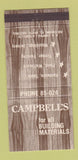 Matchbook Cover - Campbells Building Supply Hastings New Zealand 30 Strike