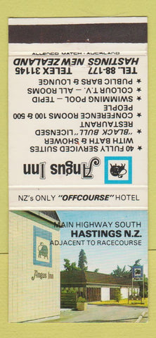 Matchbook Cover - Angus Inn Hastings New Zealand 30 Strike