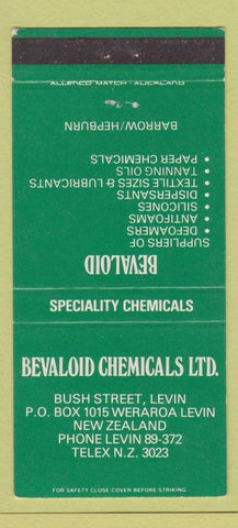 Matchbook Cover - Bevaloid Chemicals Levin New Zealand 30 Strike
