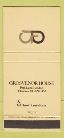 Matchbook Cover - Grosvenor Hotel Park Lane London UK England 30 Strike