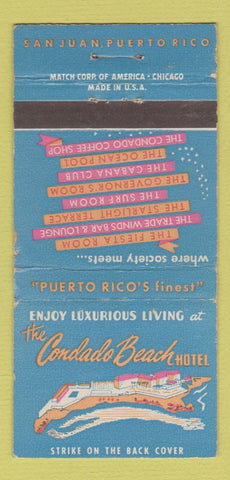 Matchbook Cover - Condado Beach Hotel San Juan Puerto Rico WEAR 30 Strike