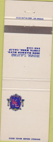 Matchbook Cover - Kona Lanes Bowling Costa Mesa CA
