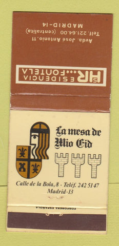 Matchbook Cover - Residencia Fontela Madrid Spain 30 Strike
