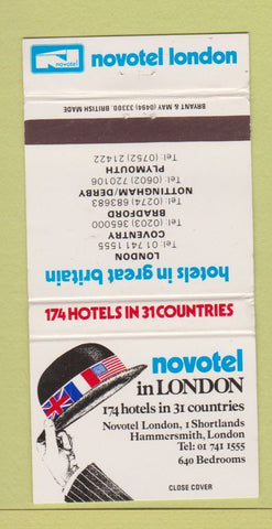 Matchbook Cover - Novotel London UK England 30 Strike