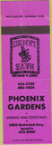 Matchbook Cover - Phoenix Gardens bowling Ignacio CA