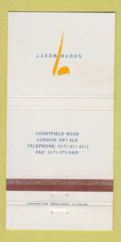 Matchbook Cover - South West 7 London UK England 30 Strike
