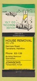 Matchbook Cover - House Removal Tamahere Hamilton New Zealand 30 Strike