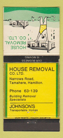 Matchbook Cover - House Removal Tamahere Hamilton New Zealand 30 Strike