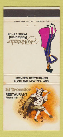 Matchbook Cover - El Trovador Restaurant Auckland New Zealand WEAR 30 Strike
