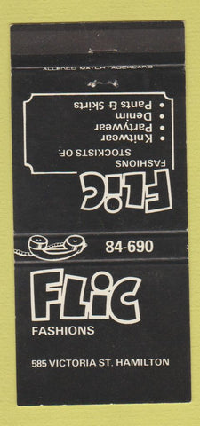 Matchbook Cover - Flic Fashions Hamilton New Zealand 30 Strike