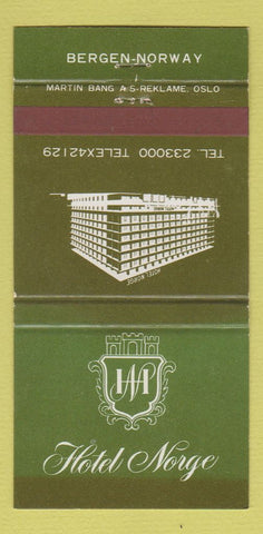 Matchbook Cover - Hotel Norge Bergen Norway 30 Strike