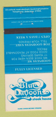 Matchbook Cover - Blue Lagoon Steak House Denham Buckinghamshire UK 30 Strike